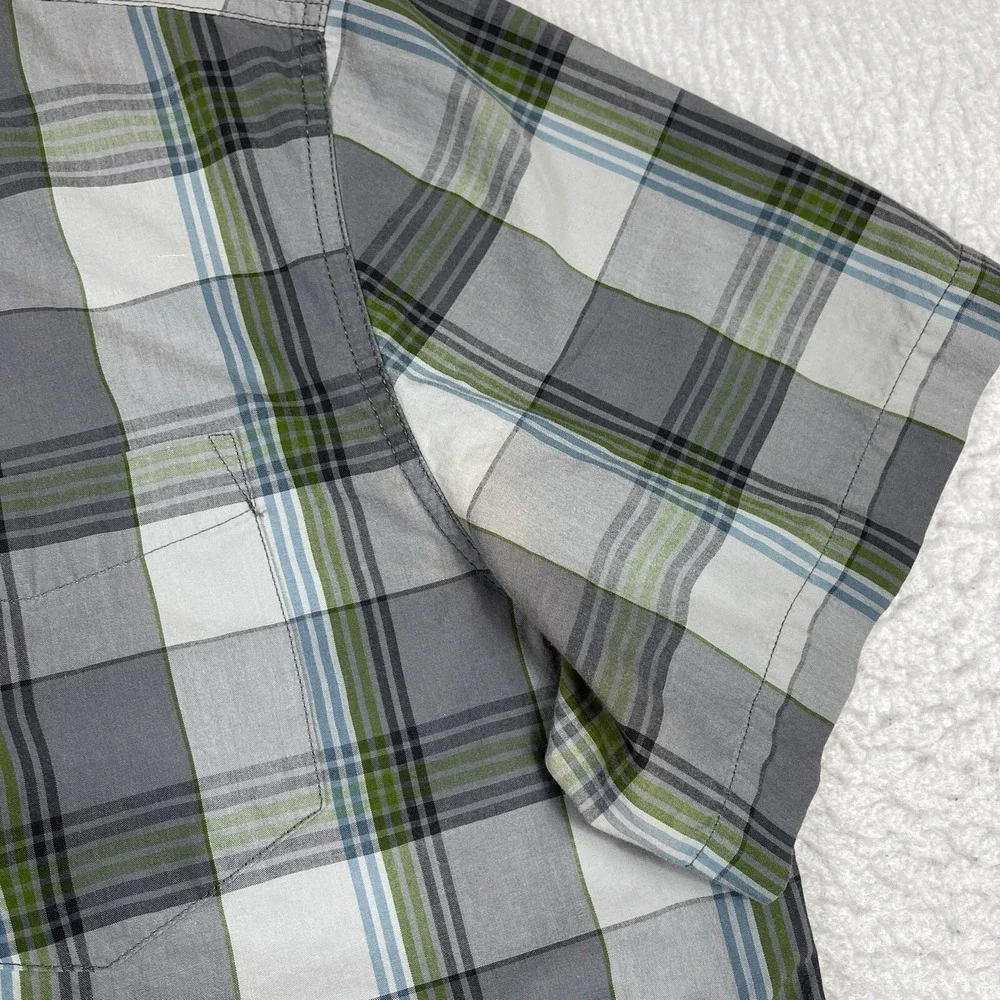 The North Face Shirt Mens XL Gray Green Plaid Hike Camp Outdoor Workwear‎